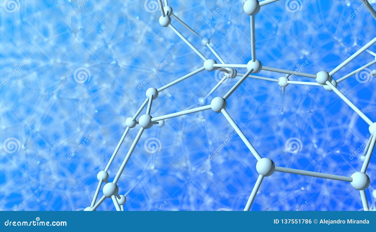 Complex Structure Formed By Tubes And Blue Spheres As Molecules Forming