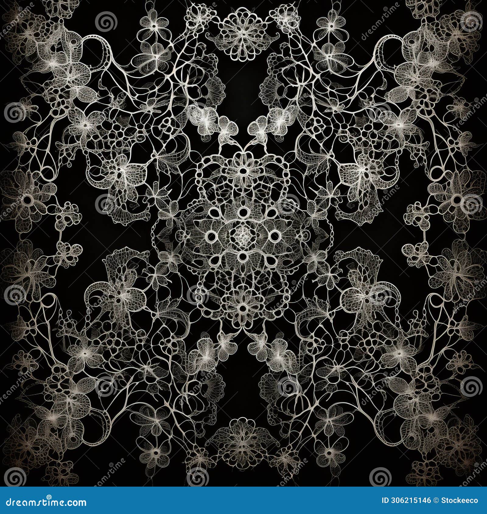 translucent lace pattern in black and white with ornate simplicity