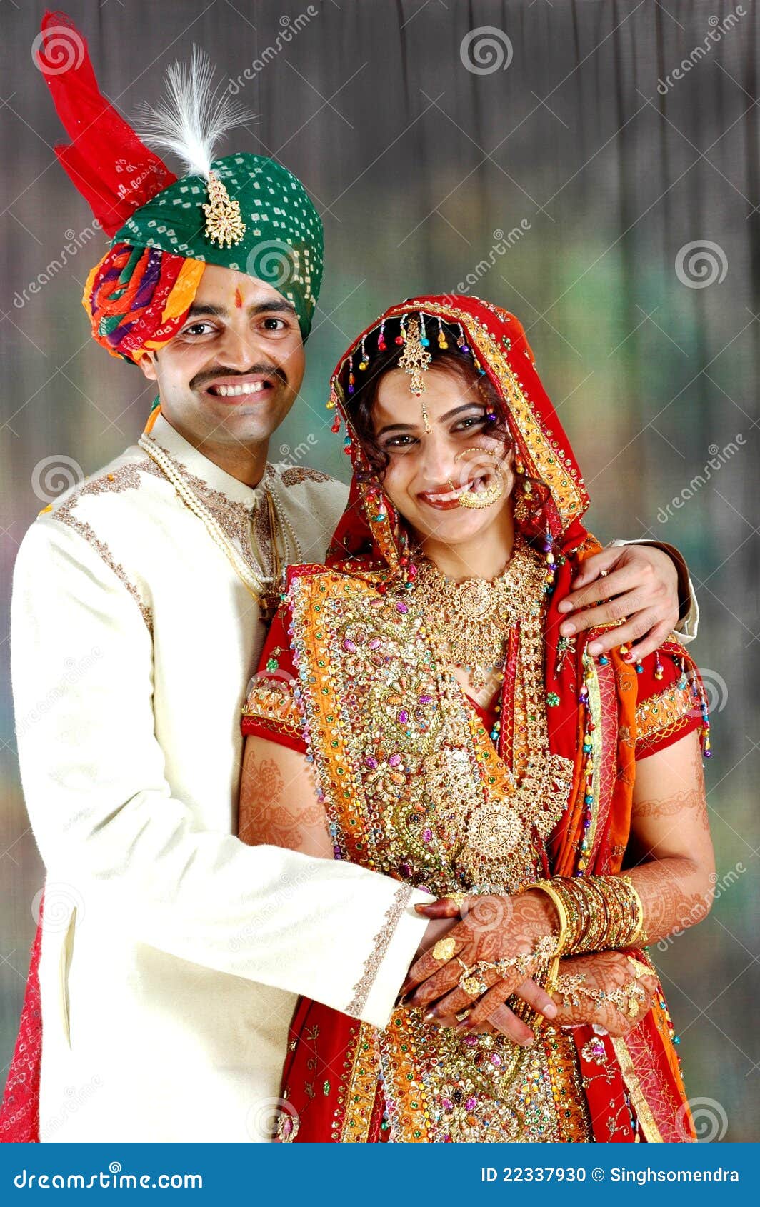 Very Happy Indian Couple on Their Wedding Day Stock Photo - Image ...
