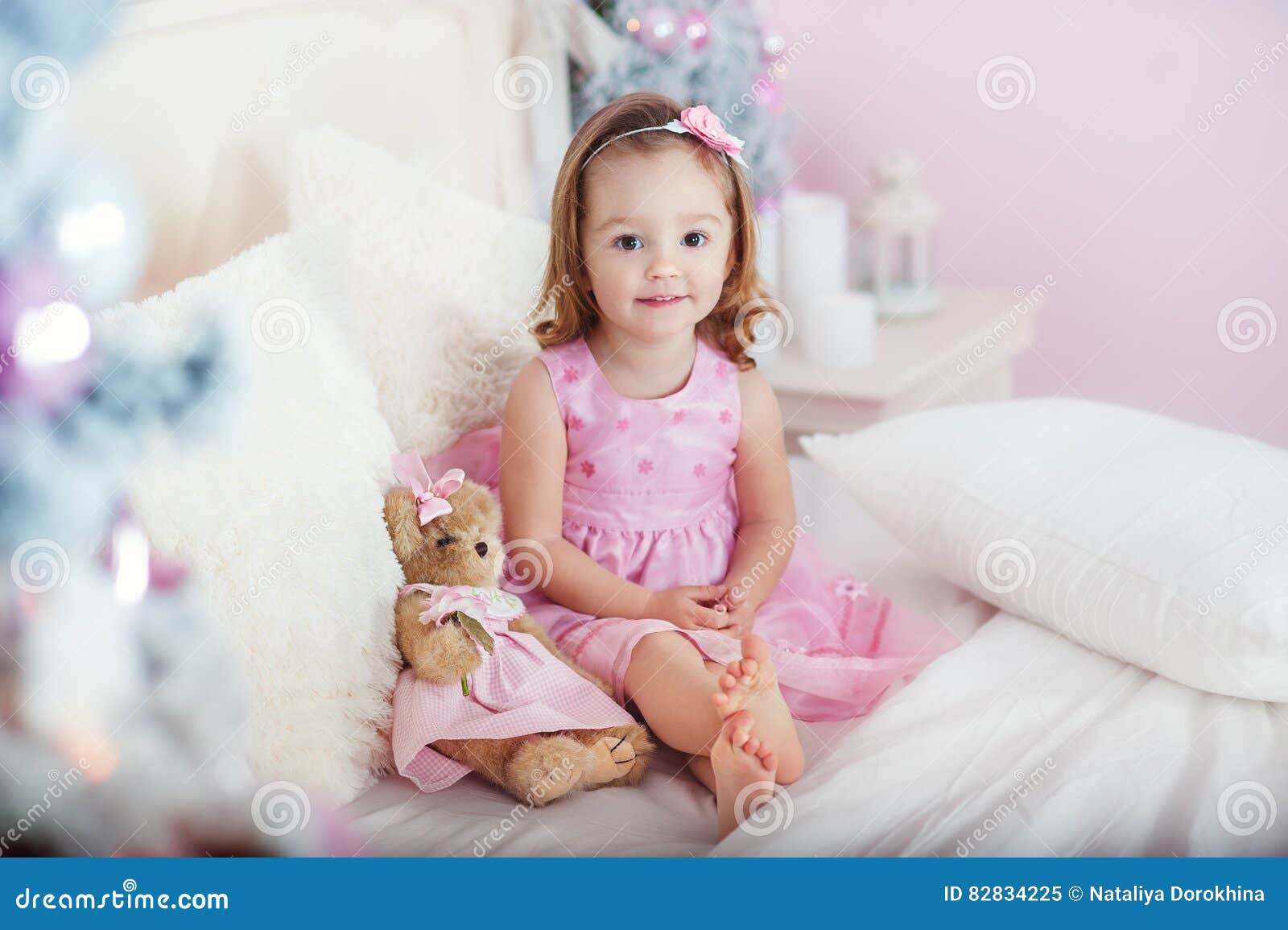 very nice charming little girl in white dress merry christmas from my house to yours