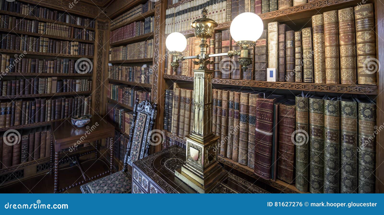 Very Old Library 16th Century Bookshelves With Old Fashioned