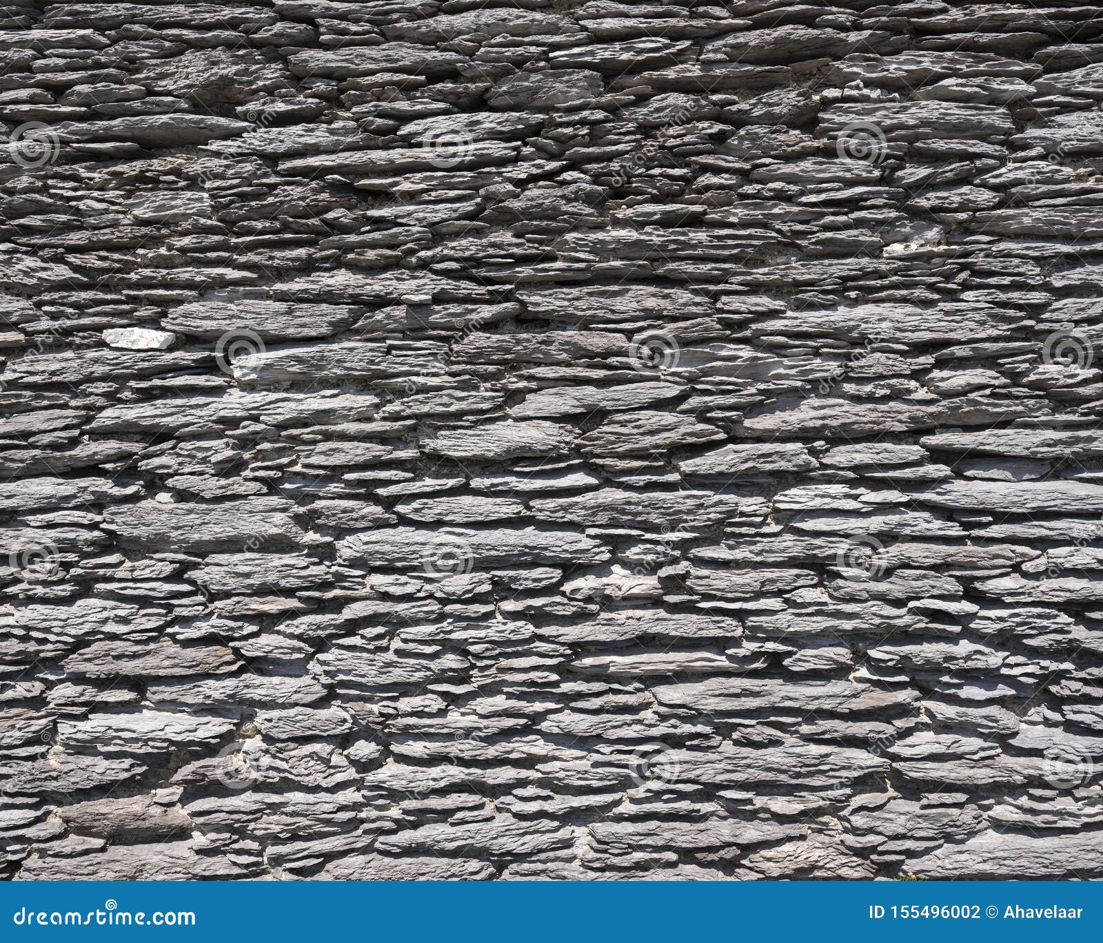 Very Old Wall Made of Flat Natural Stones in Ireland Stock Photo