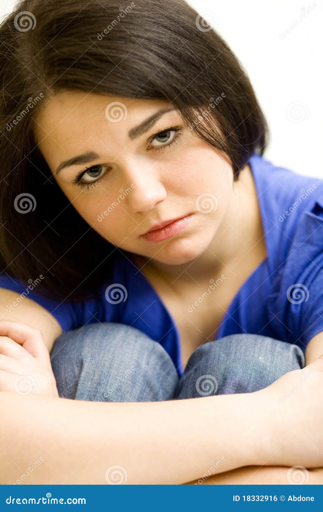 Very sad young girl stock photo. Image of hair, looking - 18332916