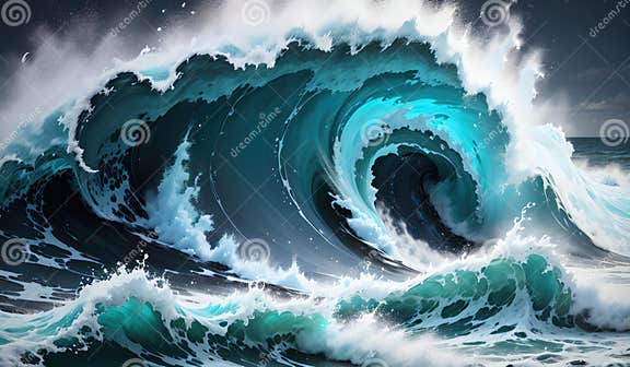 Very scary waves stock illustration. Illustration of rapid - 280253666