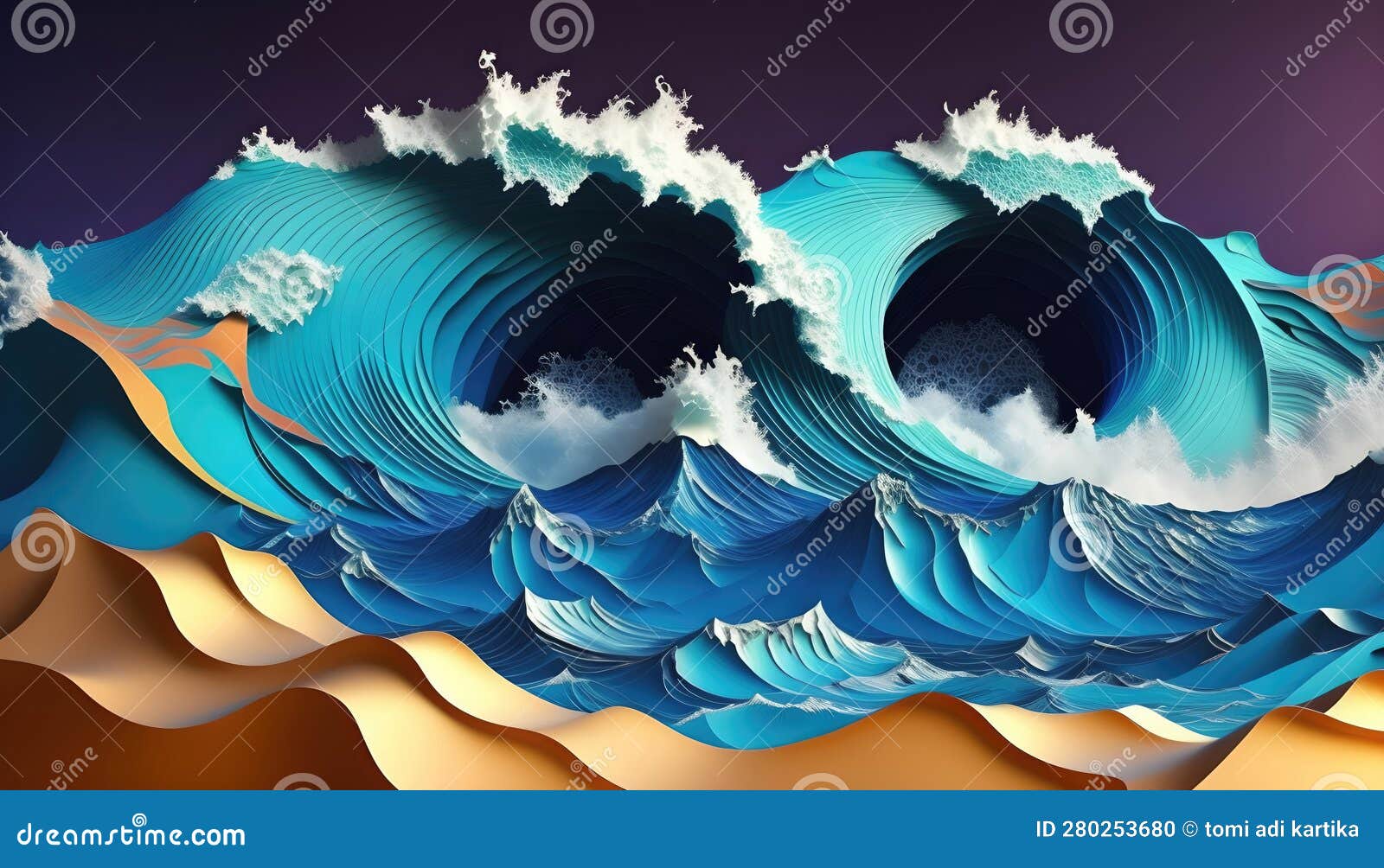 Very scary waves stock illustration. Illustration of azure - 280253680