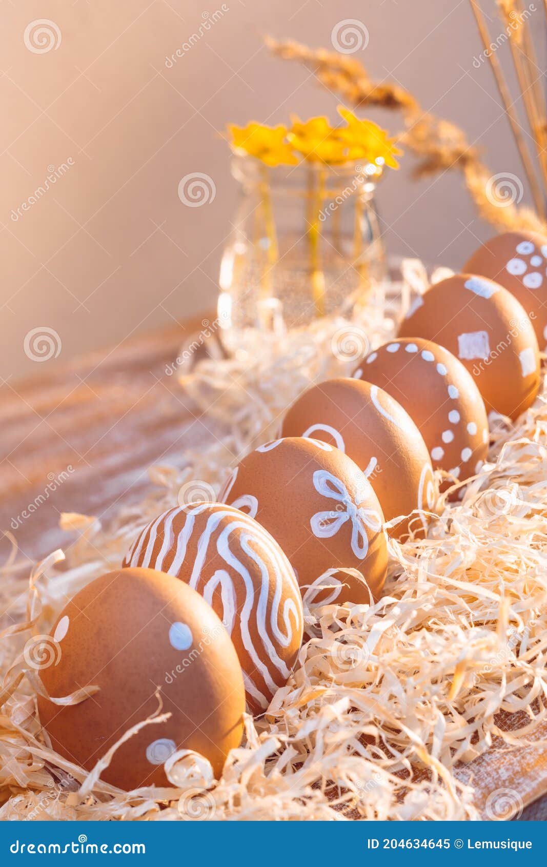 Very Simple Painted with Natural White Paint Easter Eggs in Sunlight Stock Image Image of