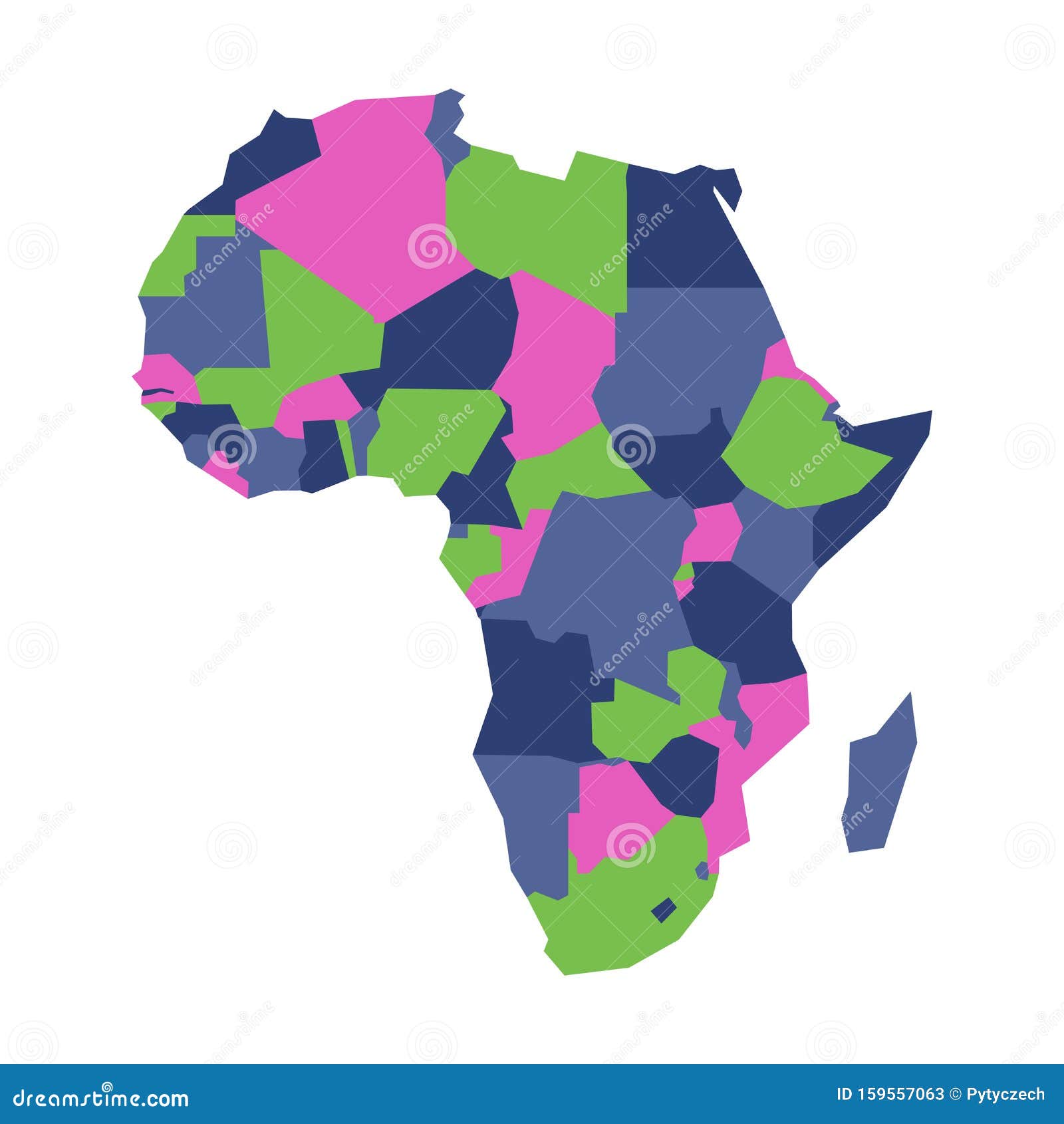 Very Simplified Infographical Political Map of Africa. Simple Geometric
