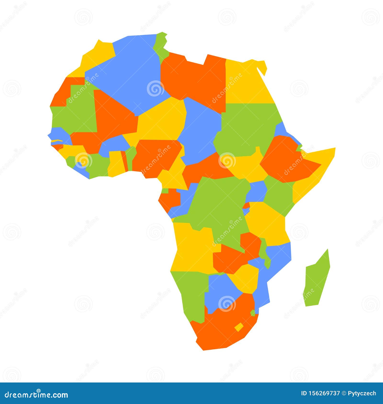 Very Simplified Infographical Political Map of Africa. Simple Geometric