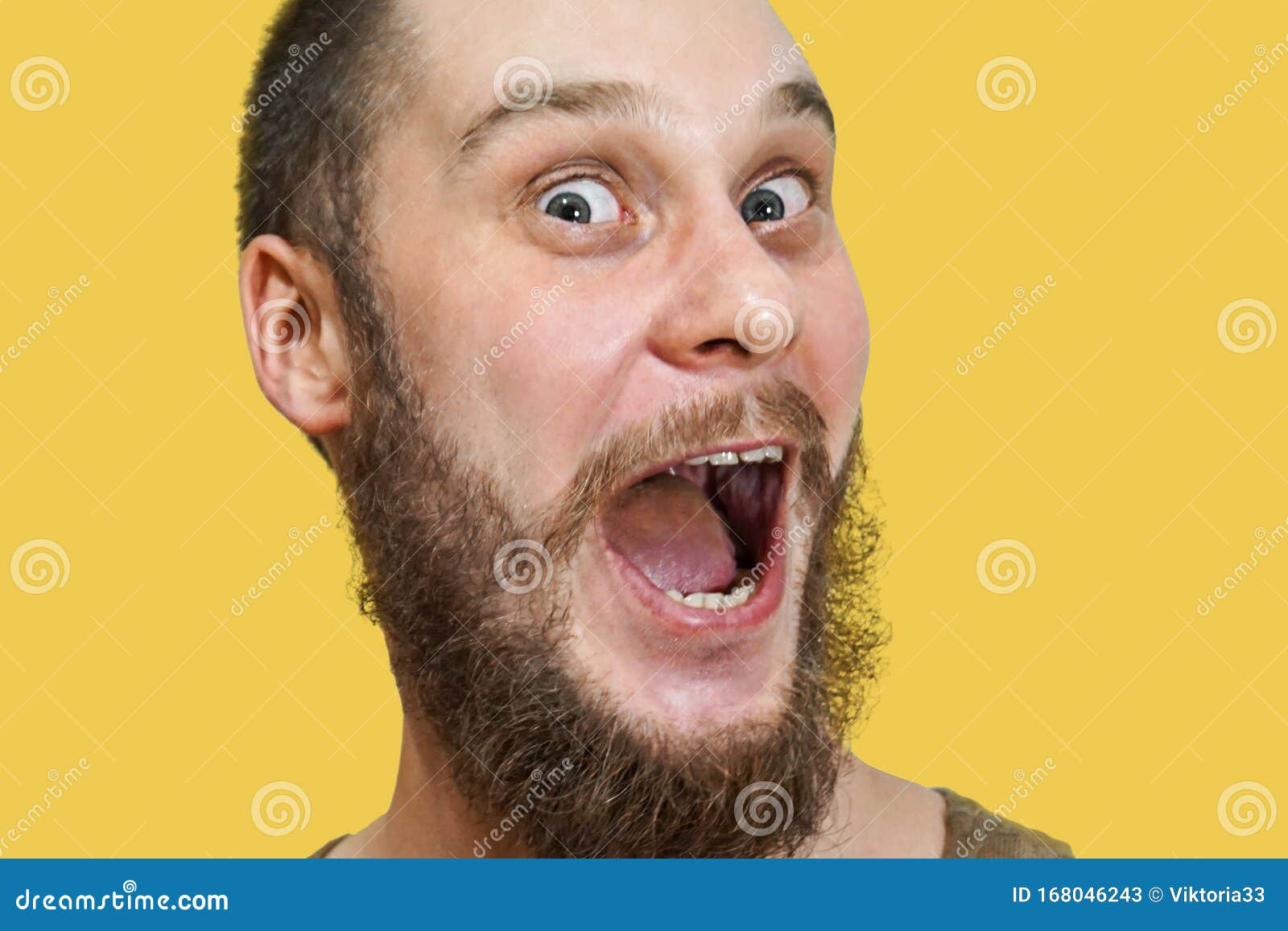 Very Surprised Scared Funny Face of a Bearded Guy with Open Mouth and Big  Eyes on an Isolated Background Stock Image - Image of eyes, male: 168046243