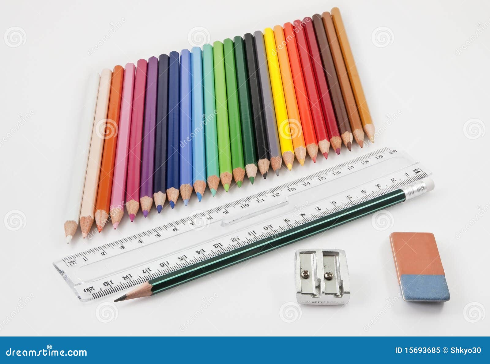 Very Tidy Basic School Supplies Stock Image Image of pencil, colored 15693685