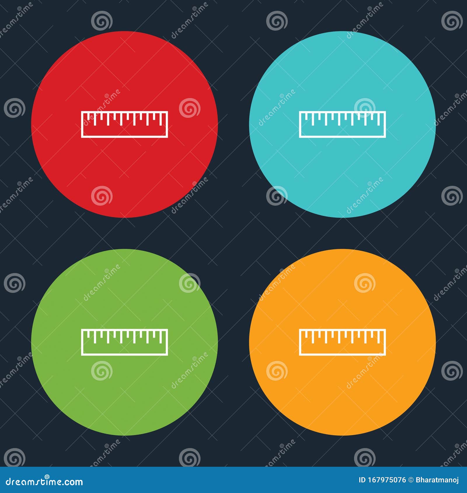 very useful ruler line icon on four color round options