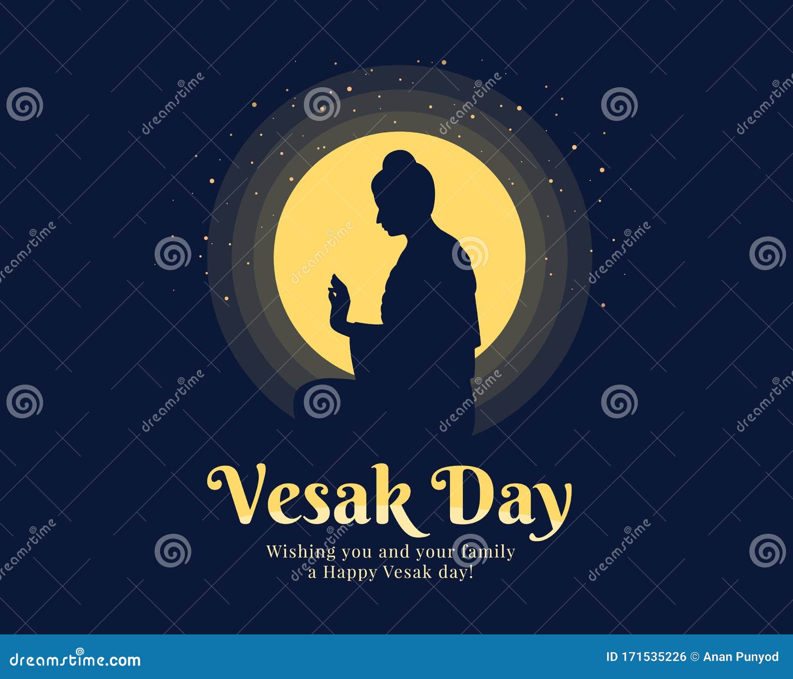 vesak day banner with the lord buddha raised his hands to preach on the full moon day