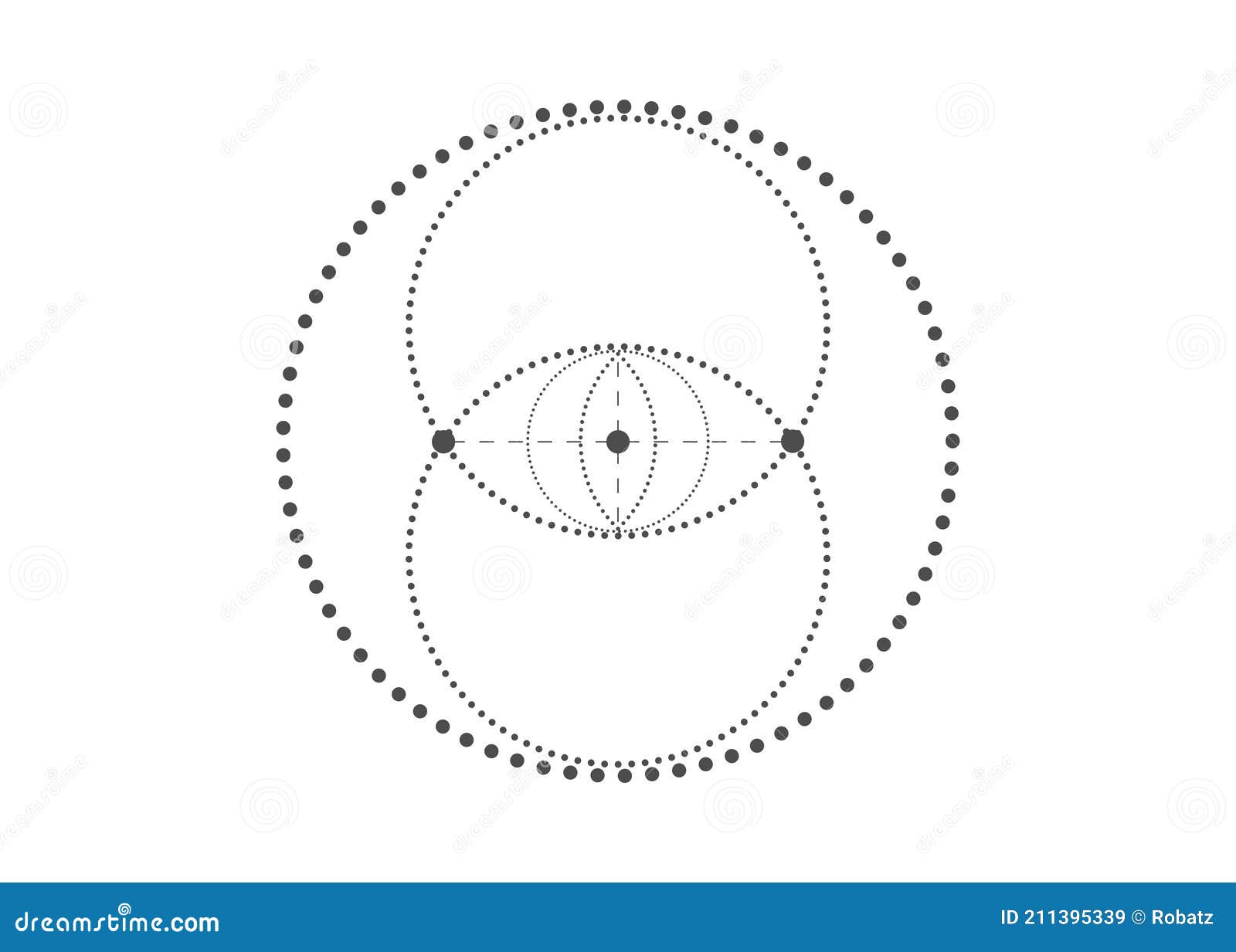 vesica piscis sacred geometry. all seeing eye, the third eye or the eye of providence inside dotted circles. the eye of phi mystic