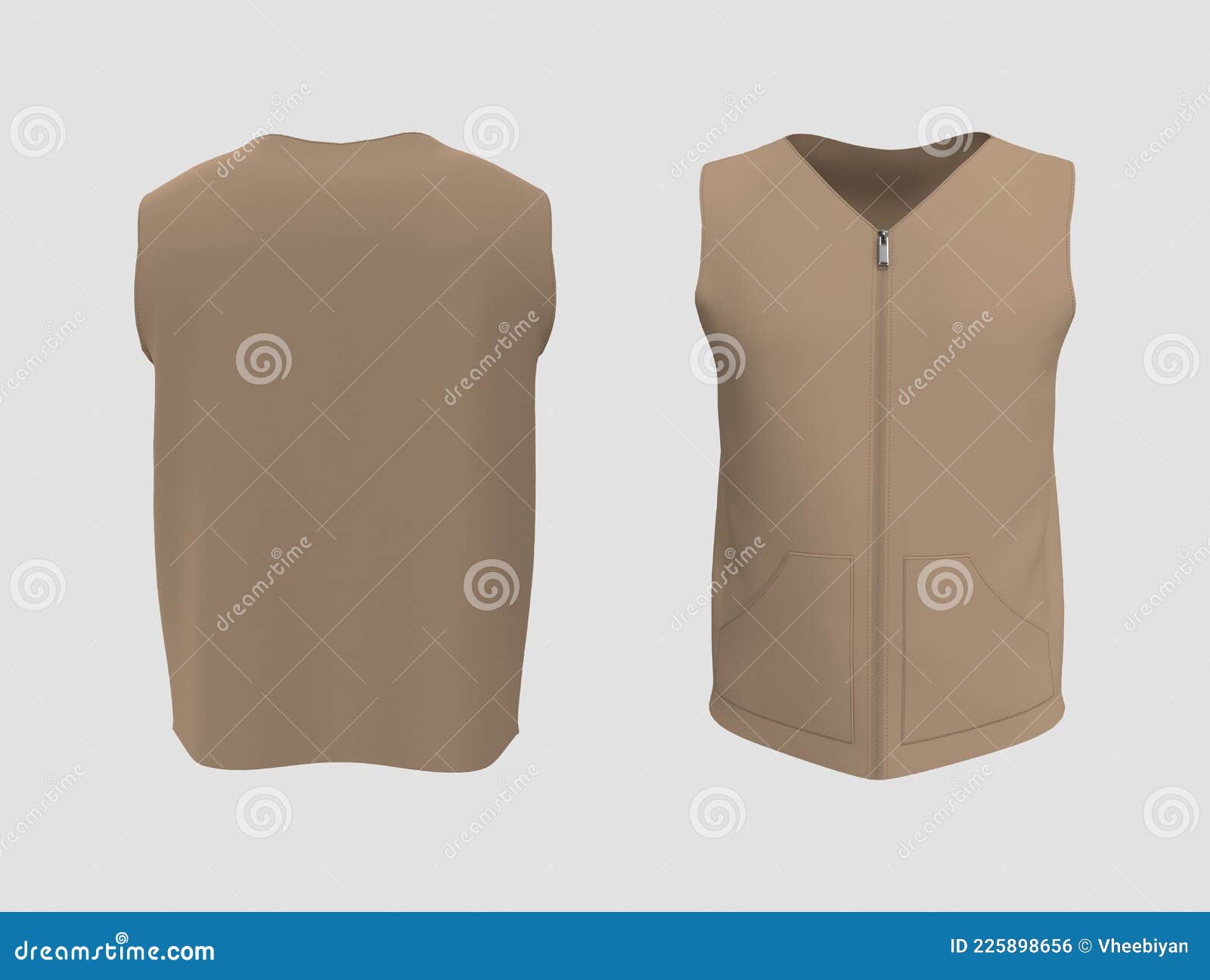 Vest Jacket Mockup Front and Back Views Stock Illustration
