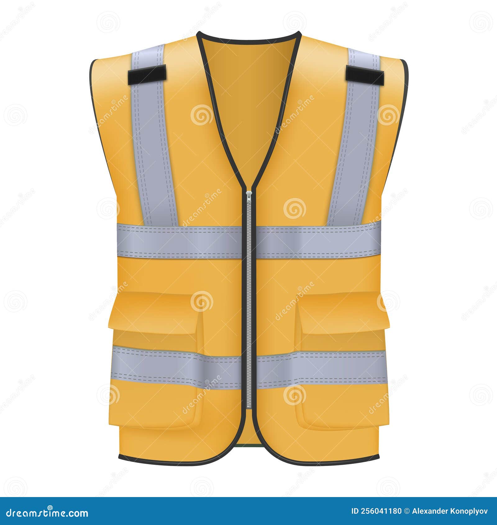 Vest with Reflective Stripes Yellow Safety Uniform Realistic Vector