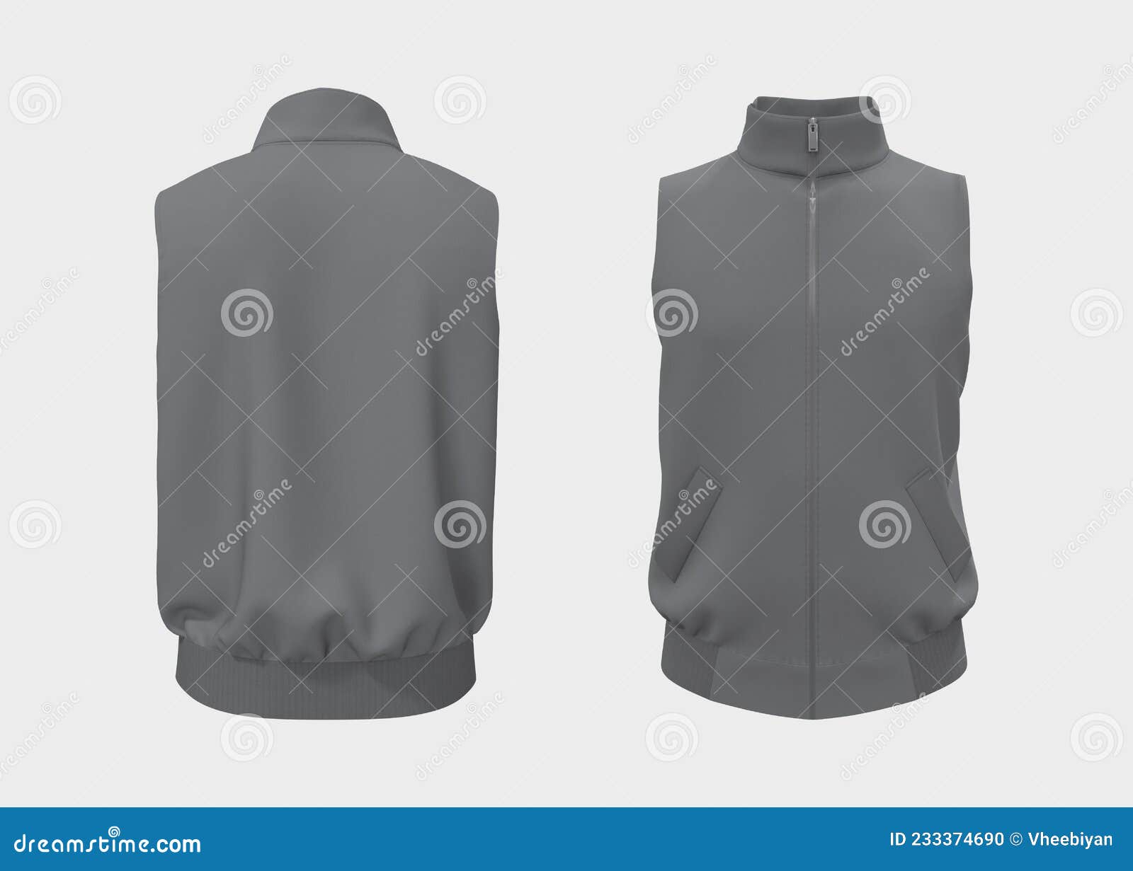 Vest Tracksuit Jacket Mockup Isolated on White Stock Illustration ...