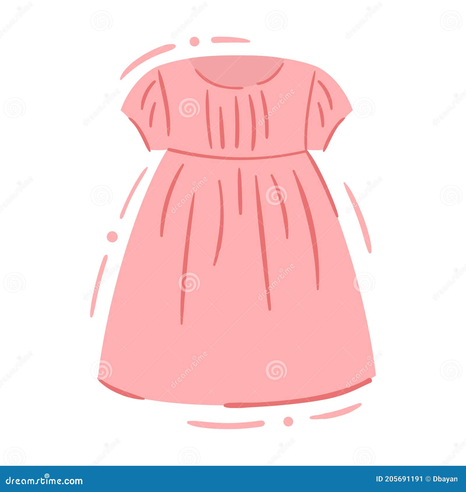 Vestido Casual De Niña En Dibujo De Vector Aislado De Estilo Mano  Ilustración del Vector - Ilustración de infante, objeto: 205691191