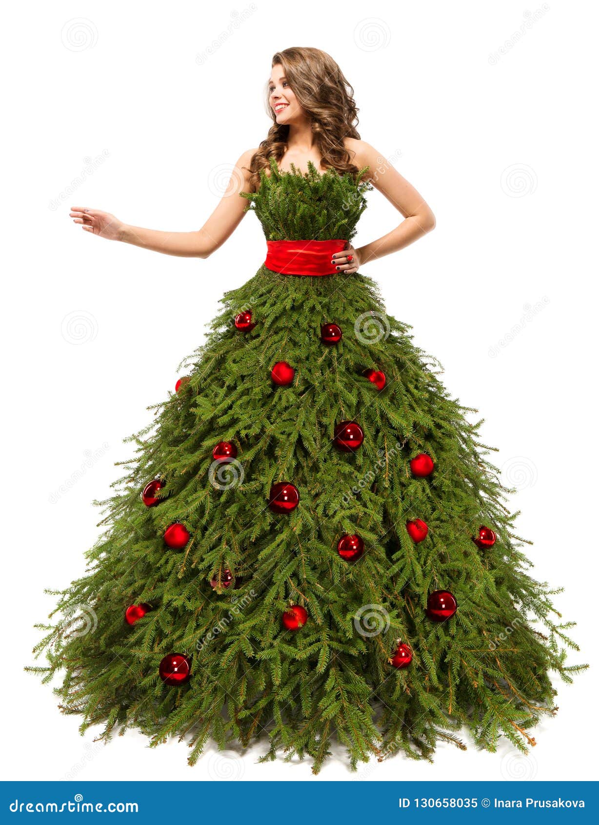 Vestido Del árbol De Navidad, Mujer De La Moda Y Actuales Regalos, Blancos  Imagen de archivo - Imagen de encanto, completo: 130658035