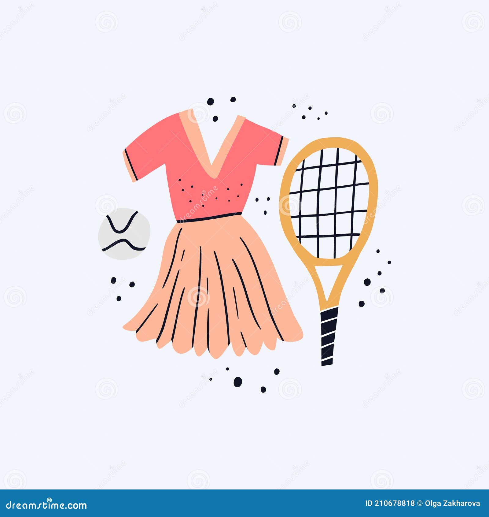 pelo Dispuesto SIDA Vestido Deportivo Bola Y Raqueta Vector Plano Ilustración del Vector -  Ilustración de trazado, raqueta: 210678818