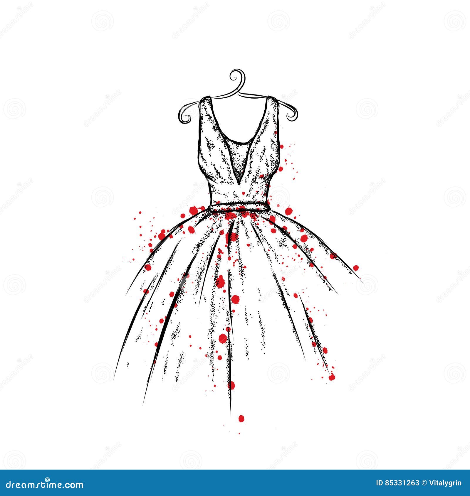 Vestido En El Dibujo De La Mano Moda Ilustración del Vector - Ilustración de encanto, retro: 85331263