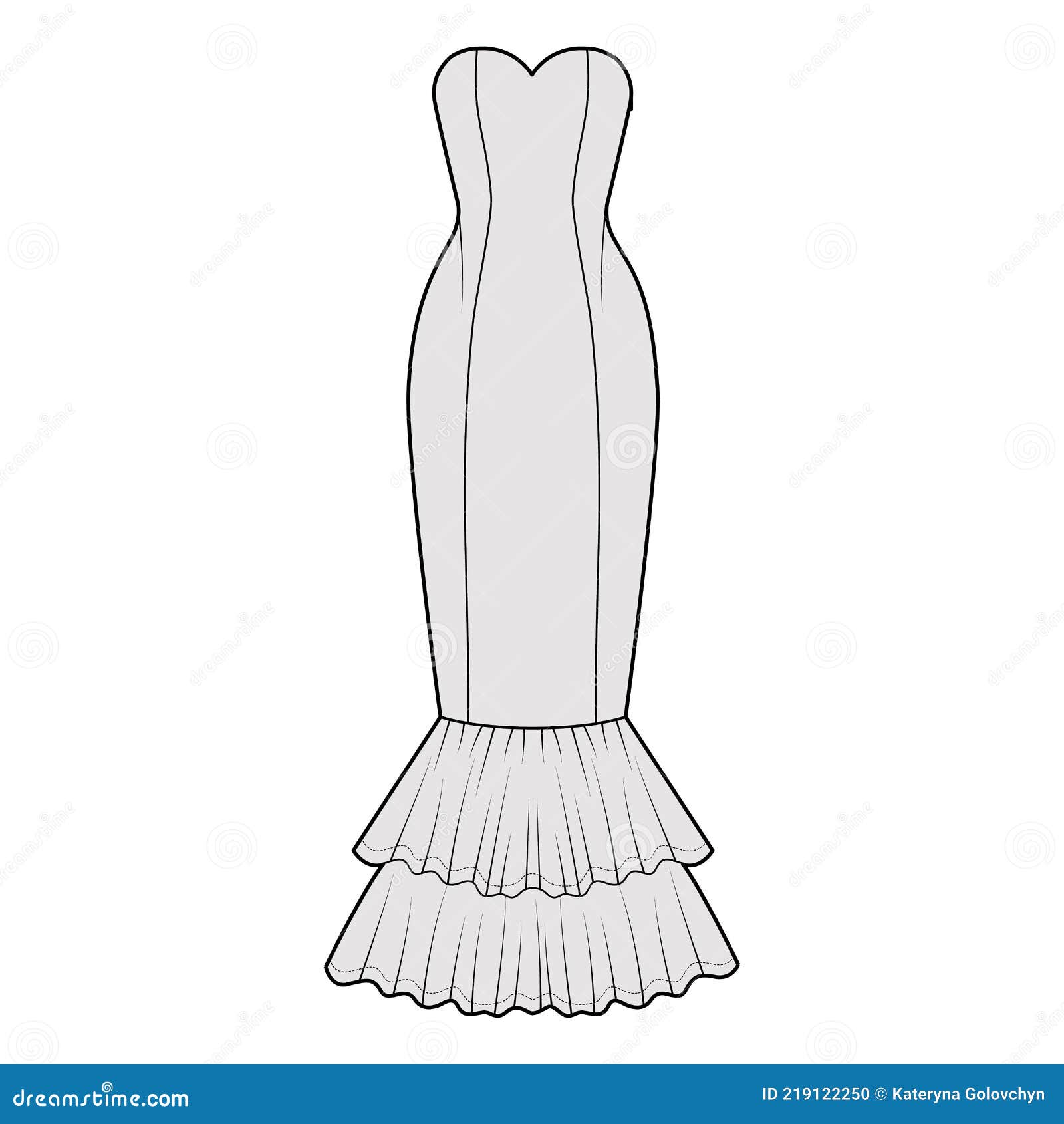 Vestido Sirena Técnica Ilustración De La Moda Con Strapless Escote Corazón Ajustado Piso Maxi Longitud Falda Circular Ilustración del Vector - Ilustración de contorno, ocasional: 219122250 Vestido Sirena Técnica Ilustración De La Moda Con Strapless Escote Corazón Ajustado Piso Maxi Longitud Falda Circular Ilustración del Vector - Ilustración de contorno, ocasional: 219122250