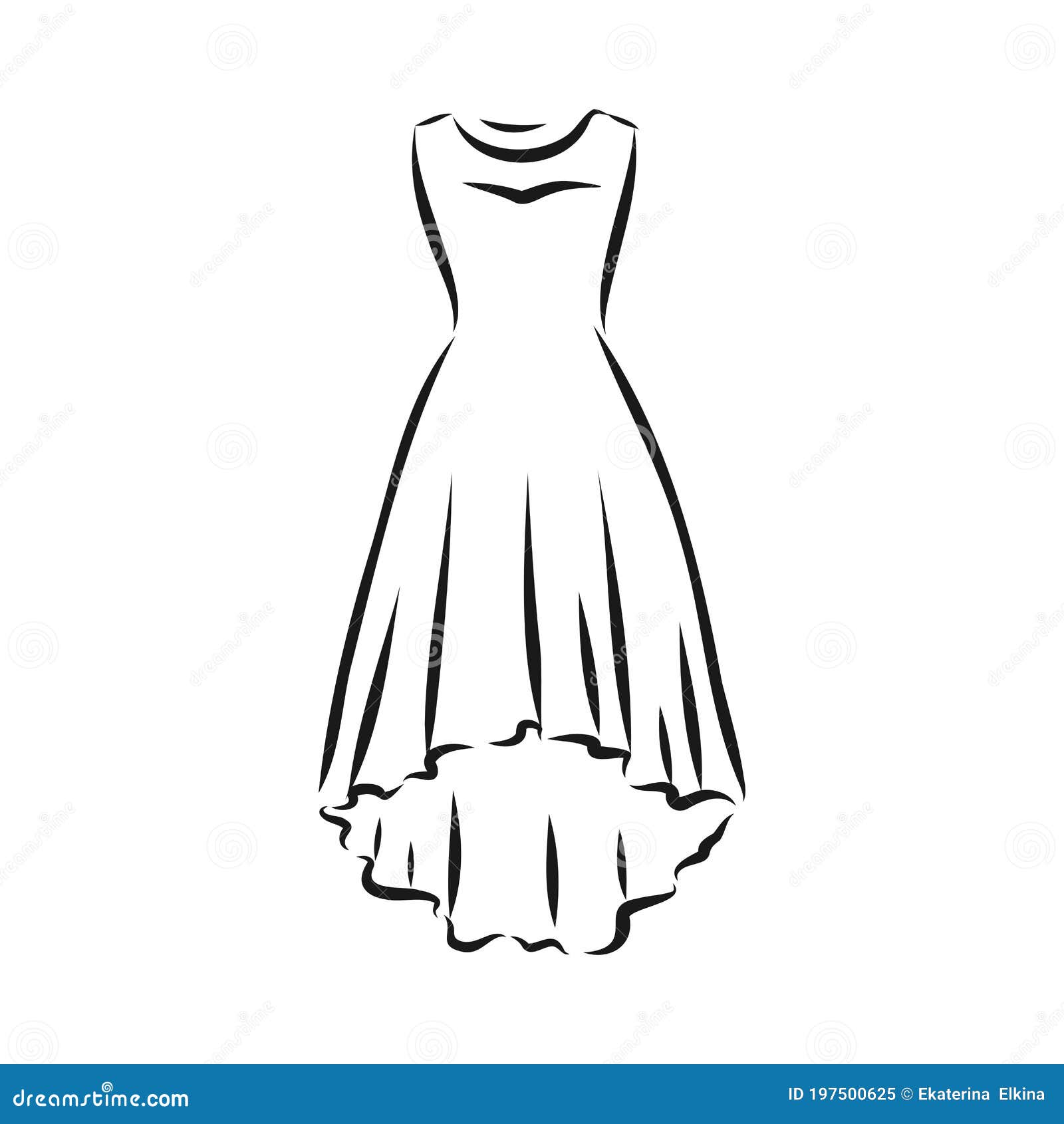 Vestidos De Mujeres. Ilustración Vectorial Dibujada a Mano. Del Contorno Negro Aislado En Fondo De Mujer Ilustración del Vector - Ilustración de muchacha, mano: 197500625