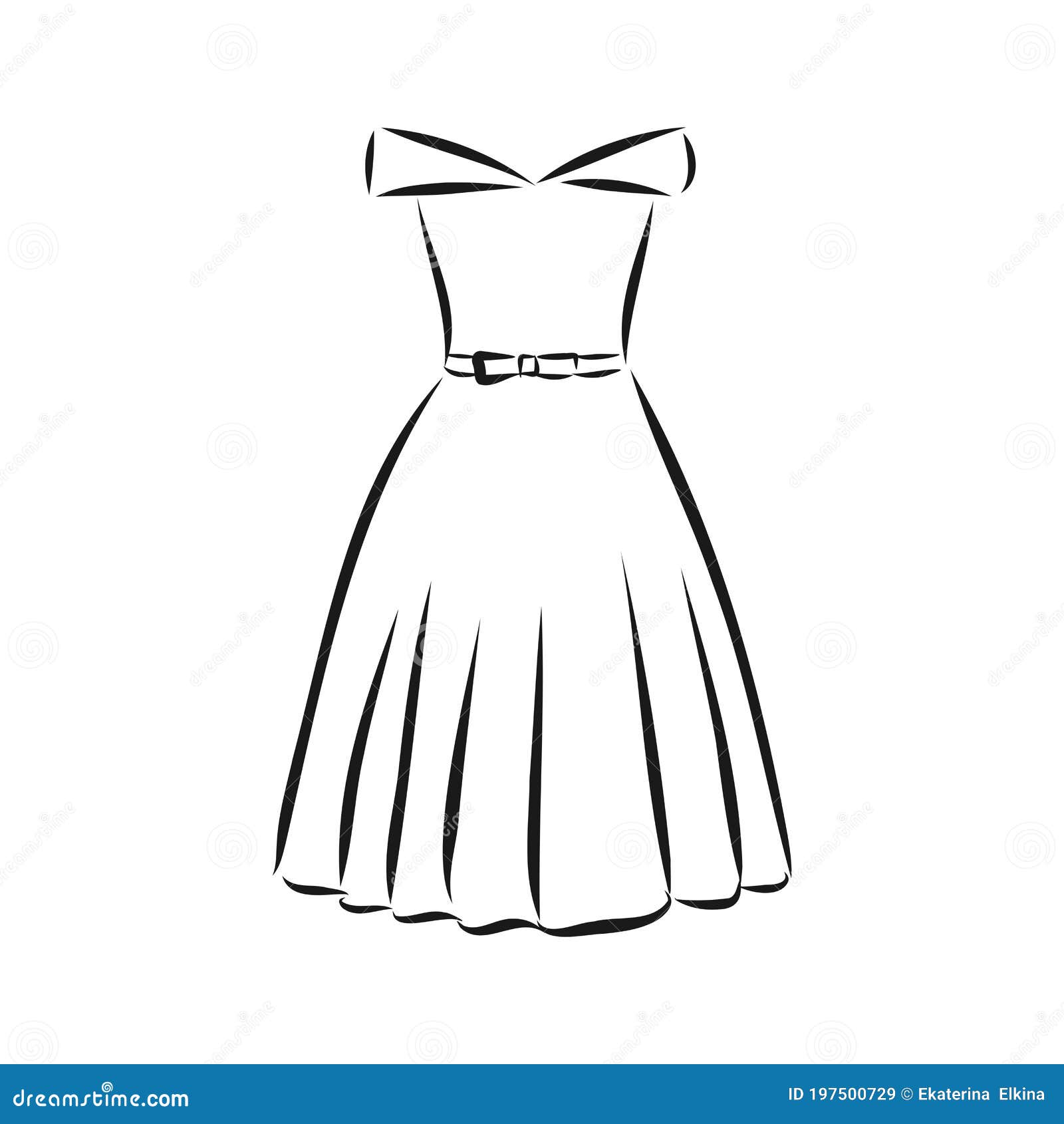 Vestidos De Mujeres. Ilustración Vectorial Dibujada a Del Contorno Aislado En El Fondo Blanco Ropa De Mujer Ilustración del Vector - Ilustración de arte, fondo: