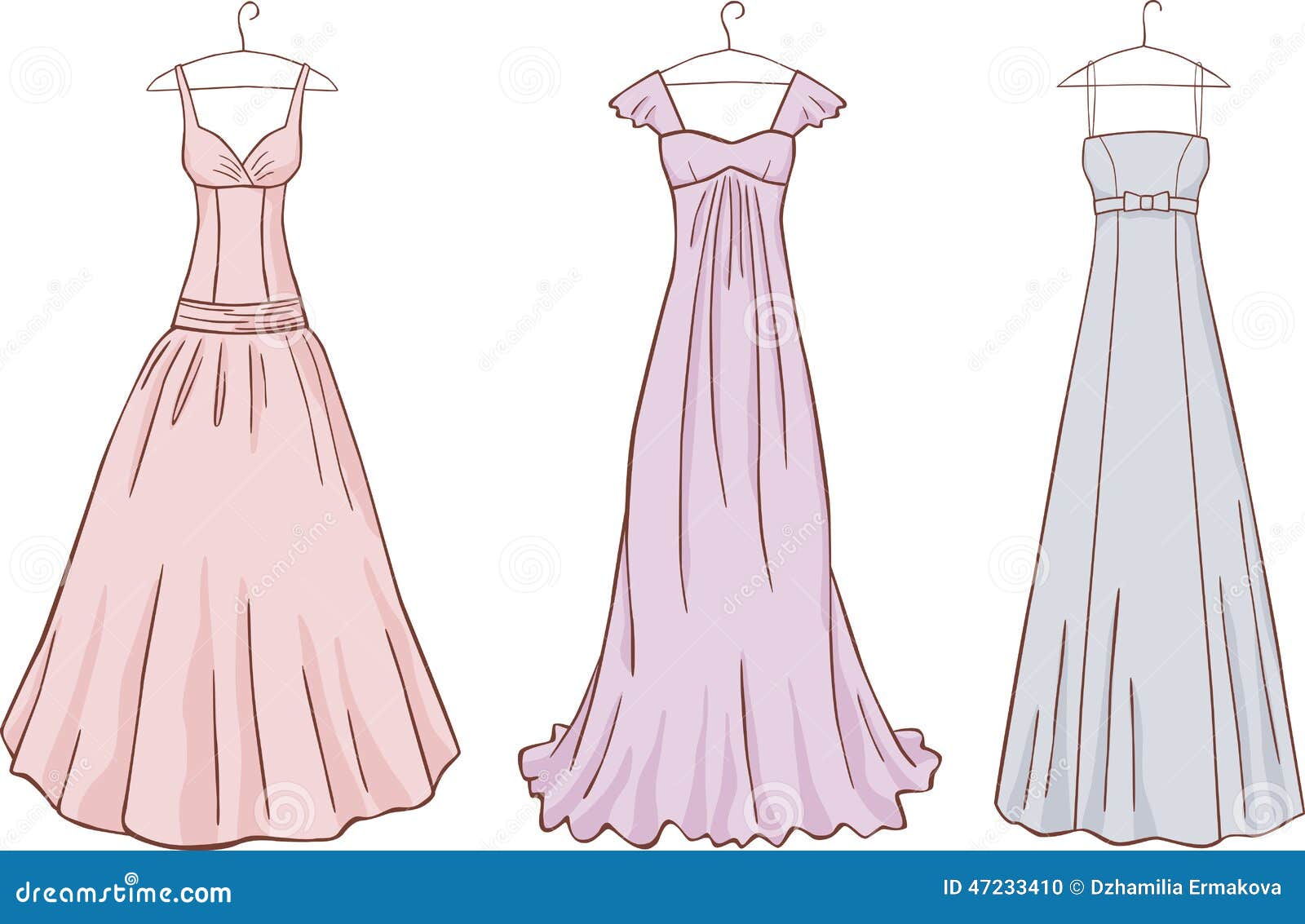 Vestidos De Noche Del Vintage Ilustración del Vector - Ilustración de tres,  elegante: 47233410