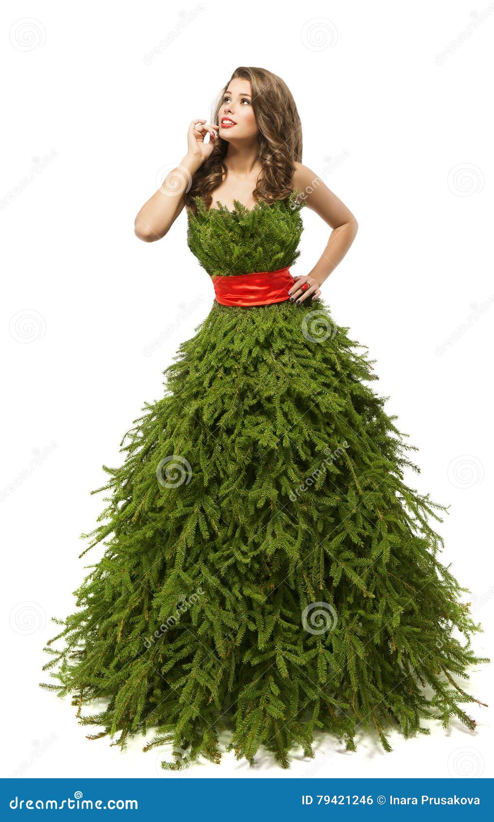 Abito Natale.Vestito Dalla Donna Dell Albero Di Natale Modello Di Moda In Abito Creativo Di Natale Fotografia Stock Immagine Di Bello Natale 79421246
