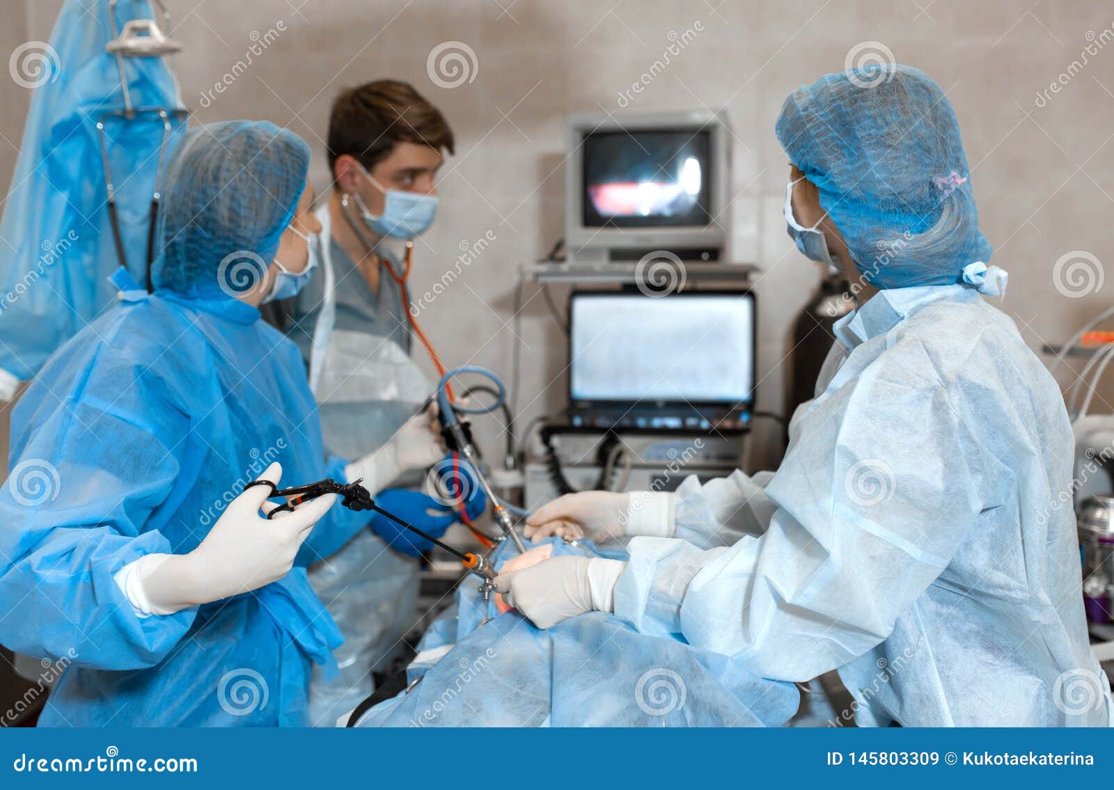 Vet Doing the Operation for Sterilization. the Cat on the Operating