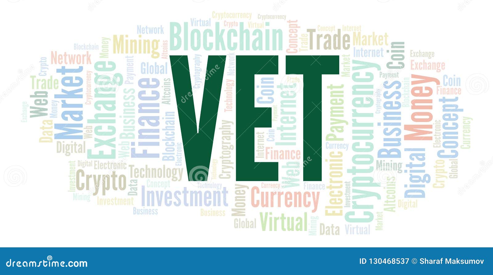 Vet or VeChain Cryptocurrency Coin Word Cloud. Stock Illustration -  Illustration of money, card: 130468537