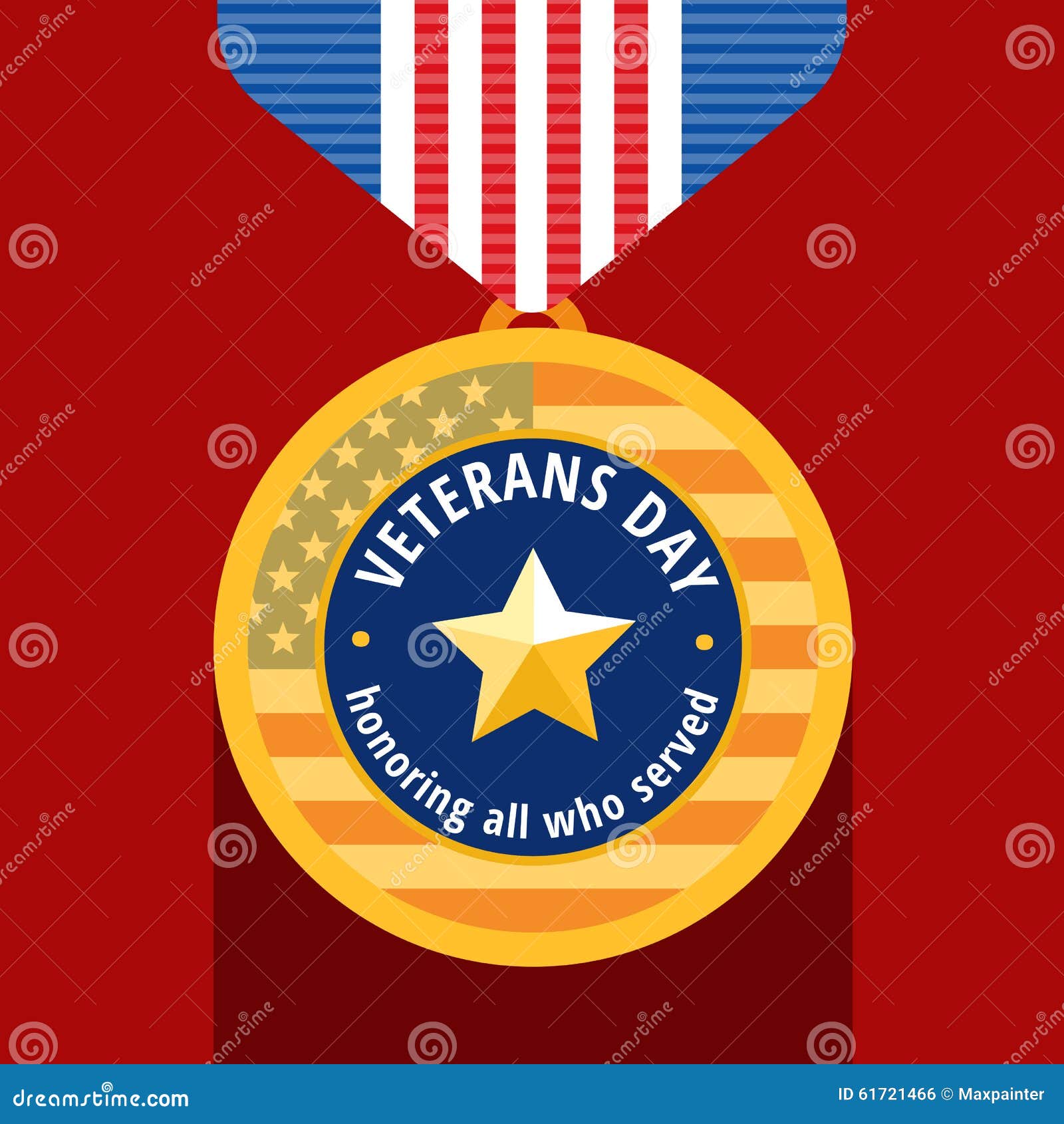 Veterans day flat medal stock vector. Illustration of military 61721466