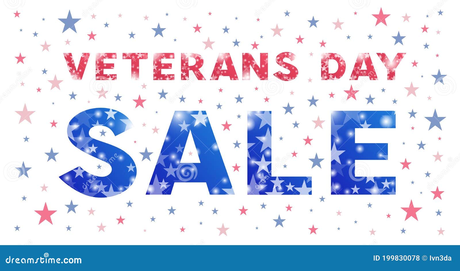 Veterans Day Sale Banner. Letters and Words with Stars Stock Vector