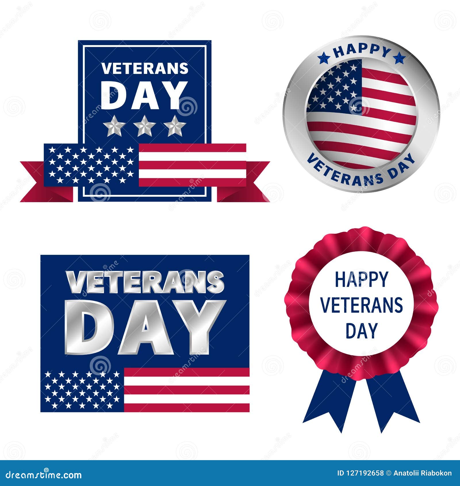 Veterans Logo Set, Realistic Style Stock Illustration - Illustration of