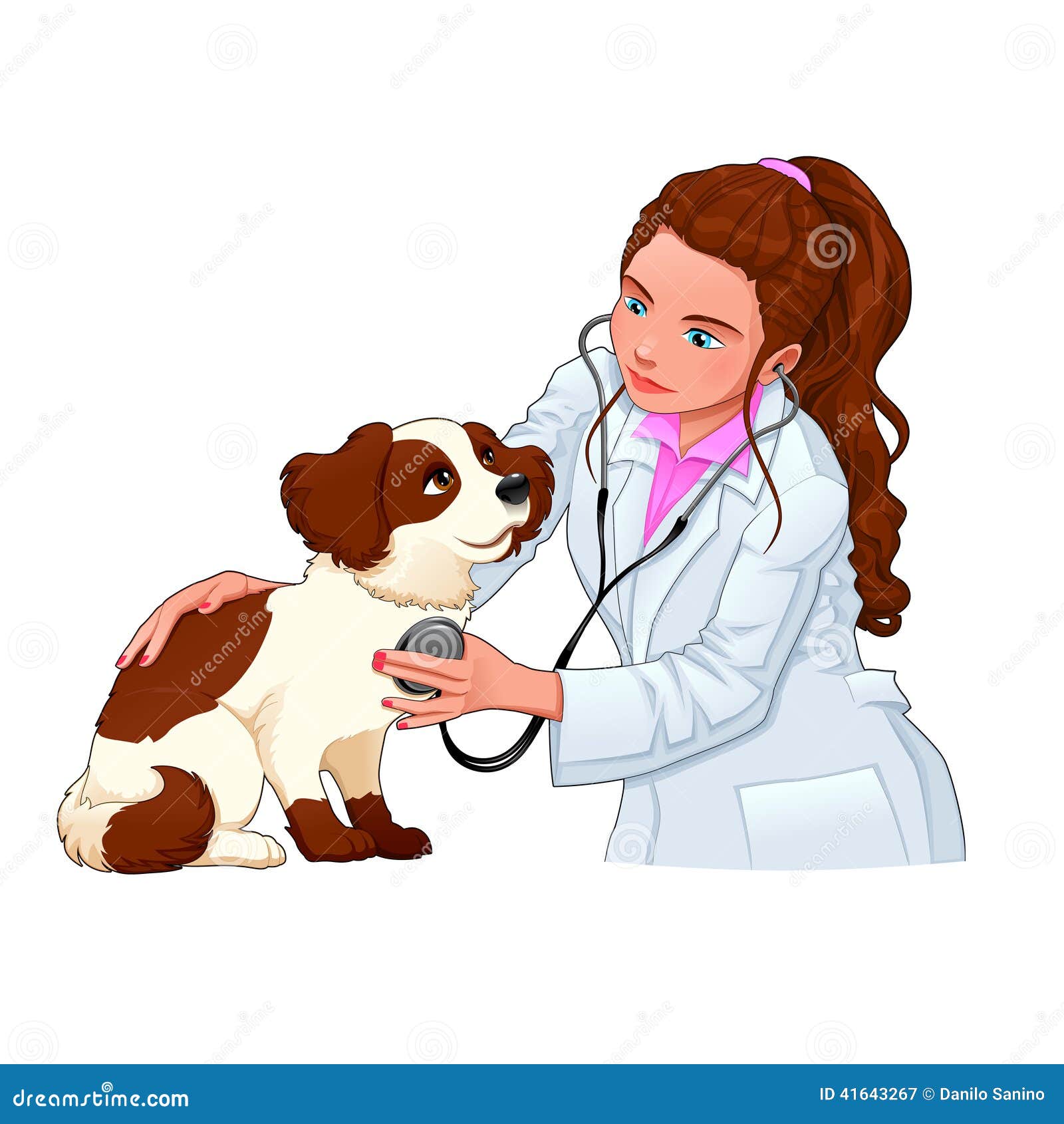 Veterinair met hond vector illustratie. Illustration of vrouw 41643267