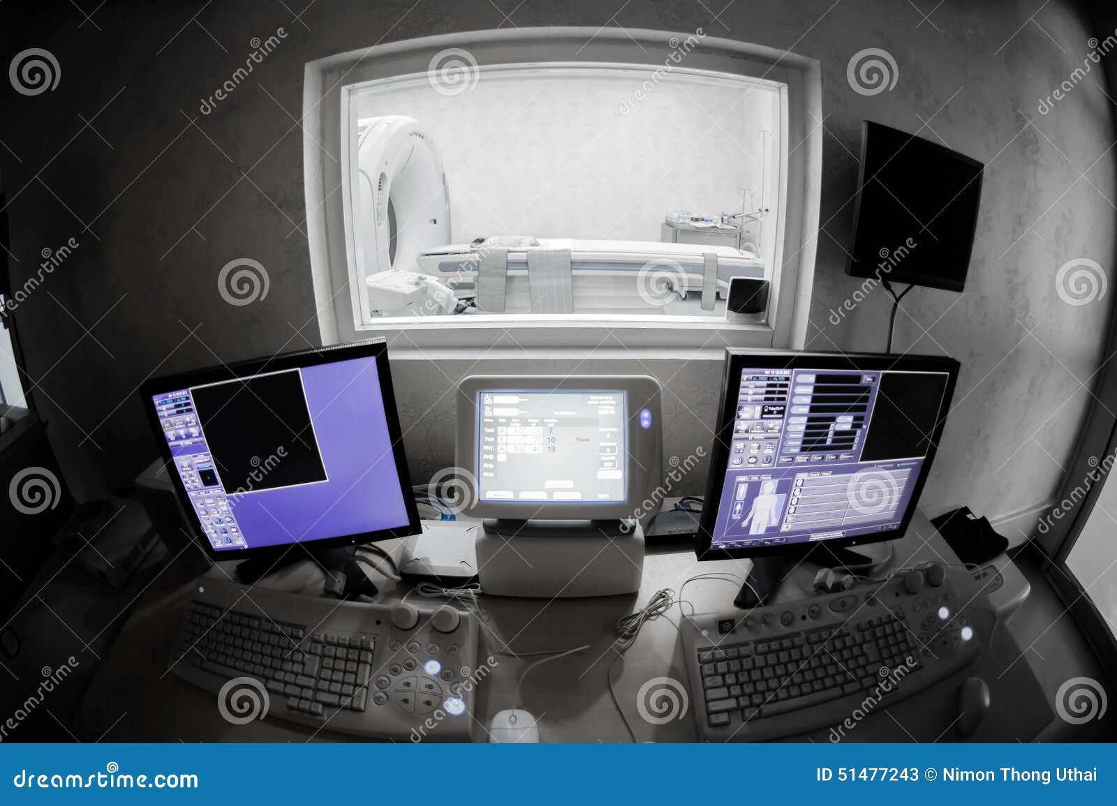 veterinarian doctor with mri computer control