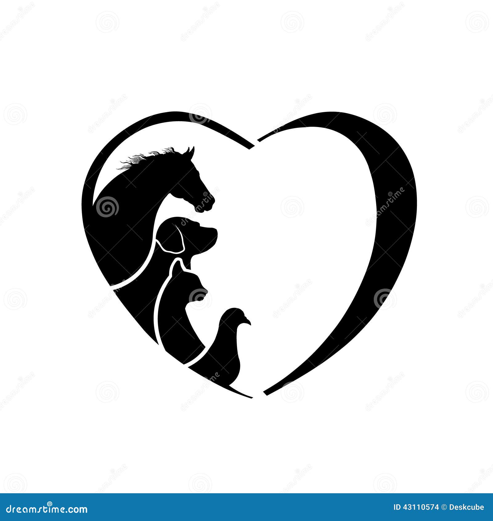 Veterinarian Heart Horse Dog Cat Bird Love Logo Stock Vector - Image