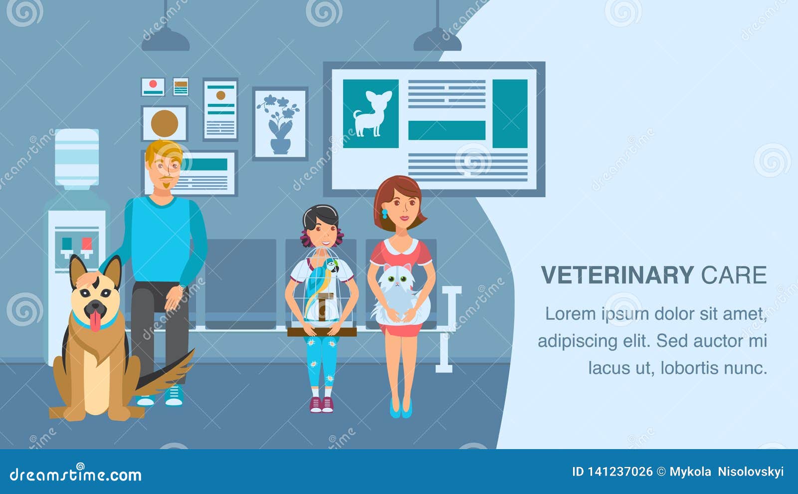 Download Veterinary Clinic Banner Vector Color Template Stock Vector - Illustration of care, alsatian ...