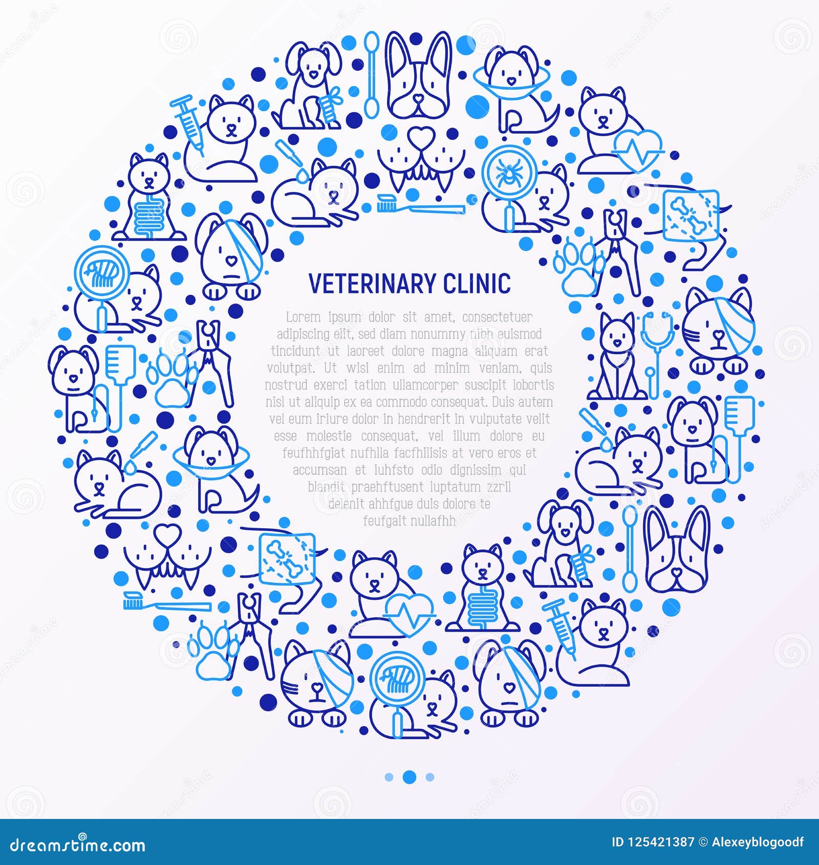 Veterinary Clinic Concept in Circle Stock Vector Illustration of