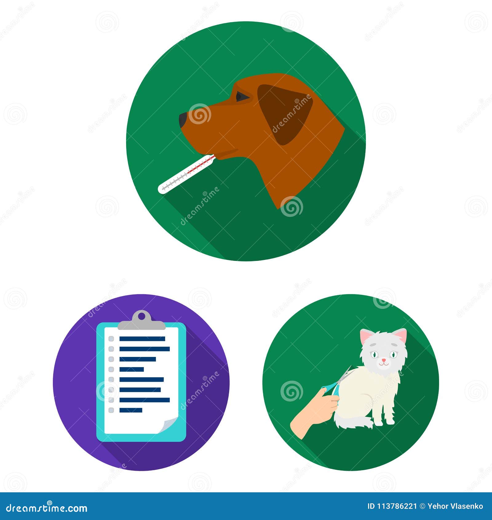 Download Veterinary Clinic Flat Icons In Set Collection For Design. Treatment Of A Pet Vector Symbol ...