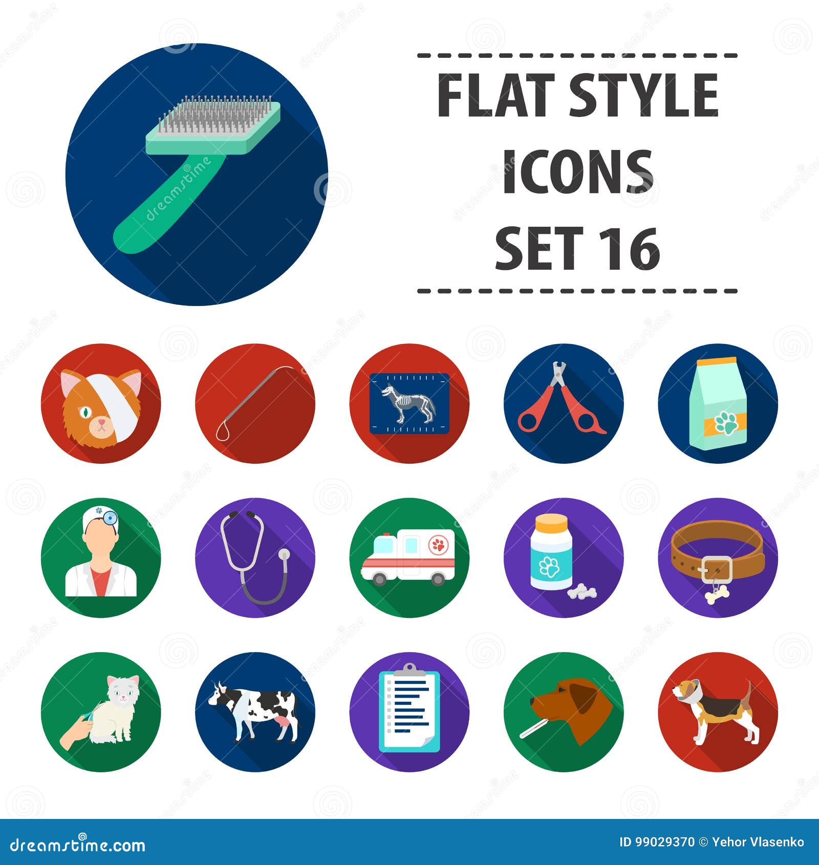 Download Veterinary Clinic Set Icons In Flat Style. Big Collection Of Veterinary Clinic Vector Symbol ...