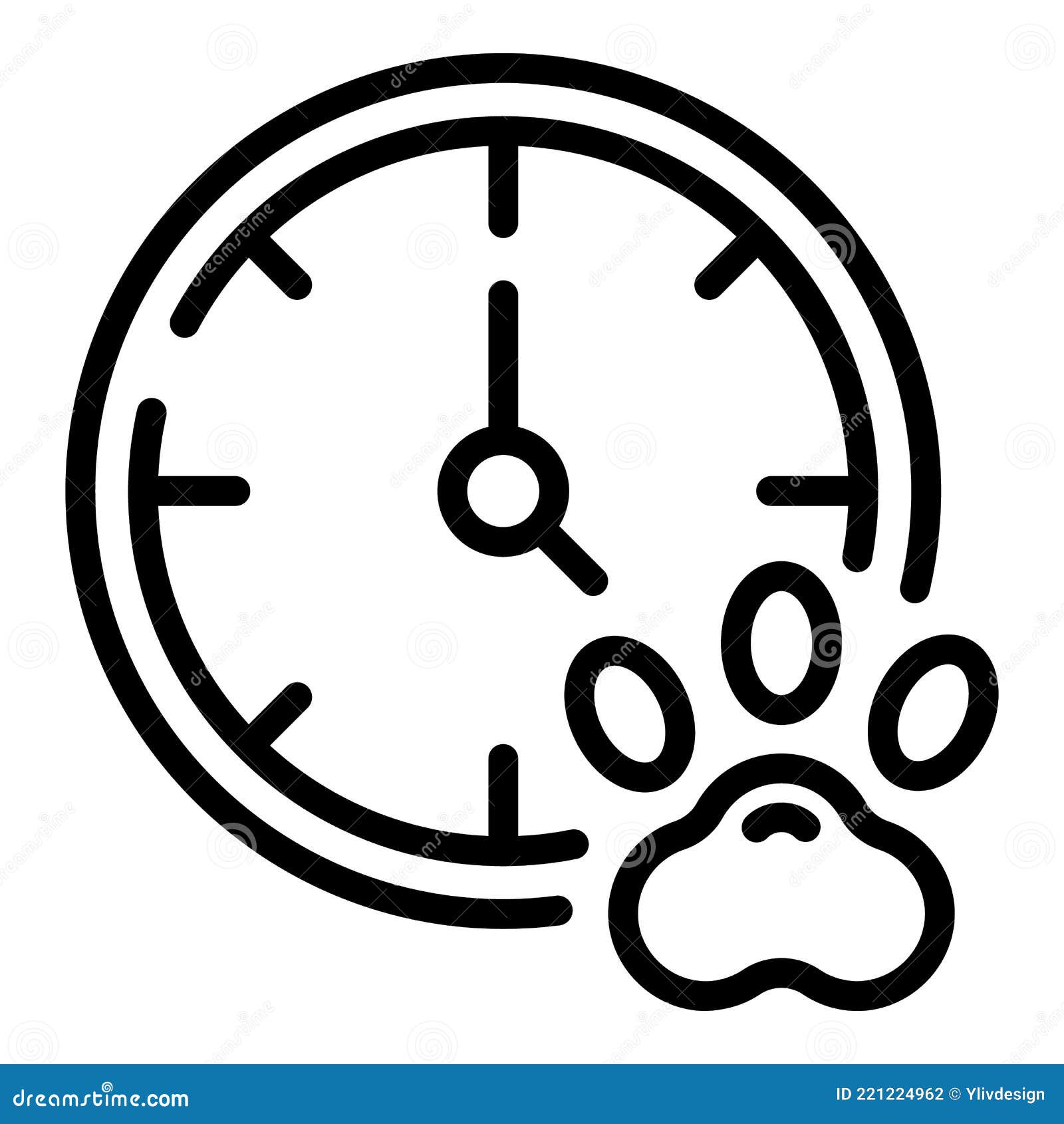 Veterinary Clinic Work Hours Icon, Outline Style Stock Vector