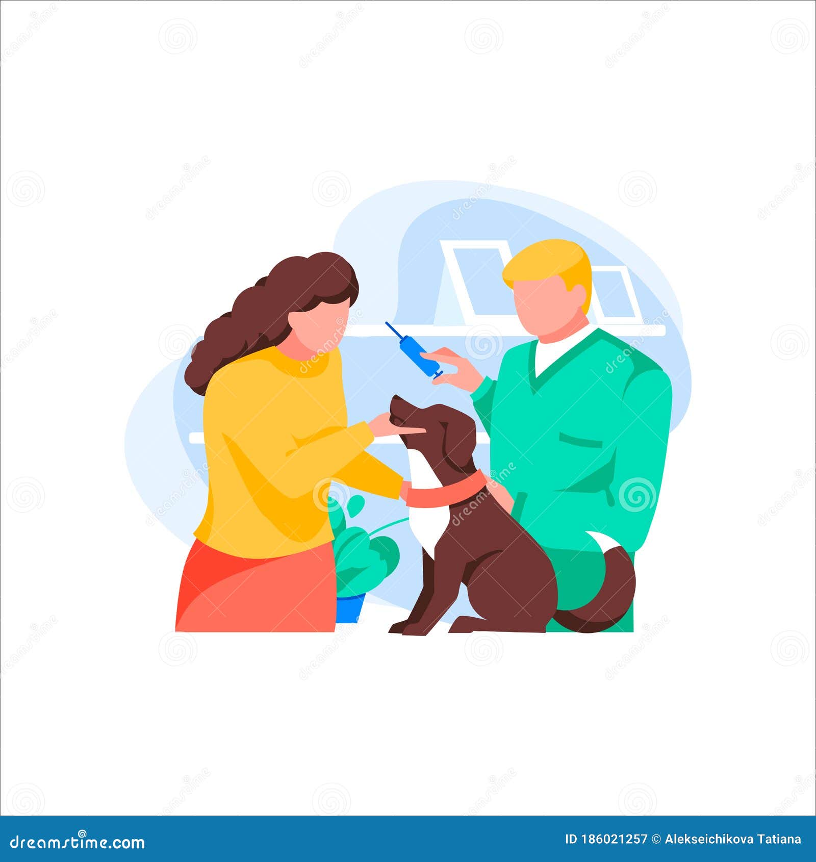 Veterinary Examining Dog, Isolated on White Background. Woman Client  Brought Pet To Vet. Animals Protection Stock Vector - Illustration of  people, flat: 186021257