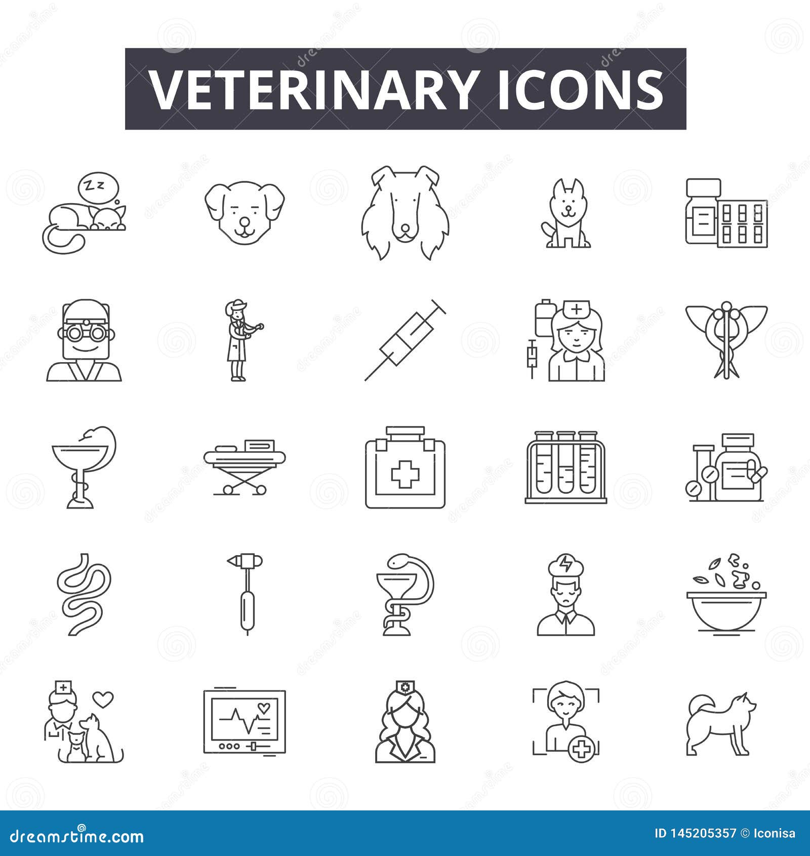 Veterinary Line Icons, Signs, Vector Set, Outline Illustration Concept