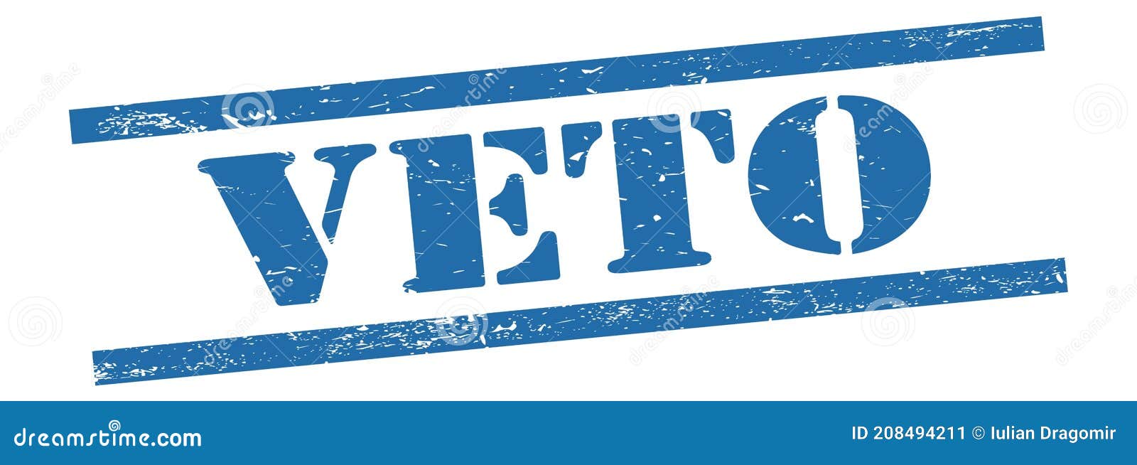 veto text on blue grungy lines stamp