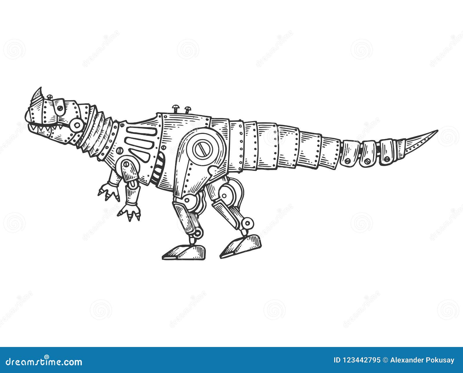 Gravura vetorial desenho ilustração do esqueleto do tiranossauro t rex  isolado no fundo branco