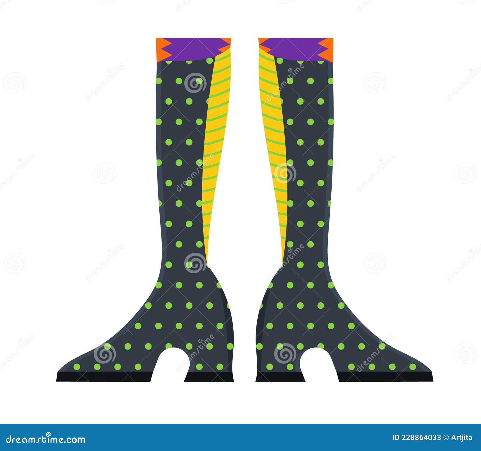 Conjunto Vetor De Perna De Bruxas. Botas Engraçadas E Assustadoras Do  Halloween. Meias Coloridas Da Bruxa Ilustração do Vetor - Ilustração de  vassoura, halloween: 228864259