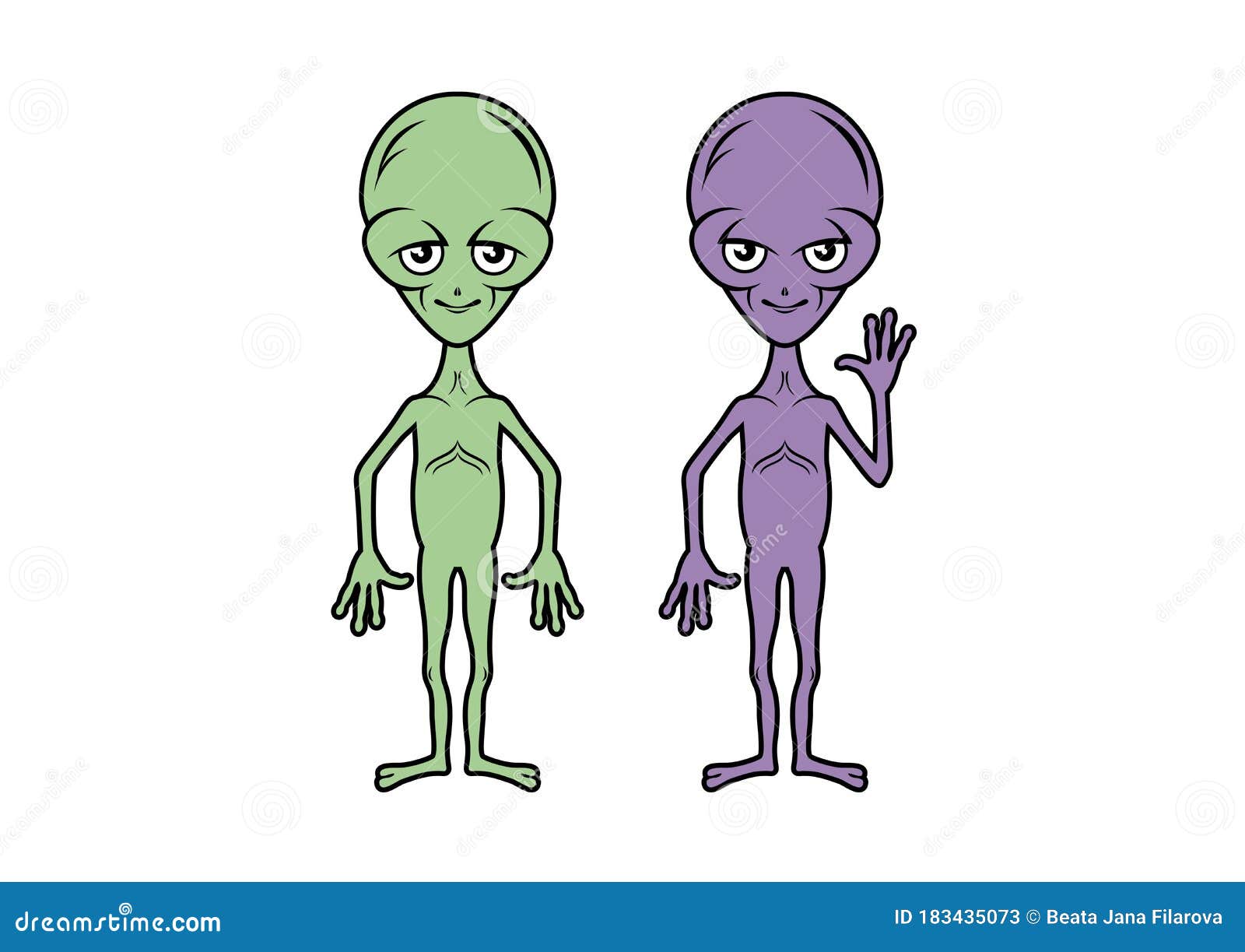 Uma ilustração dos desenhos animados de um alienígena roxo com