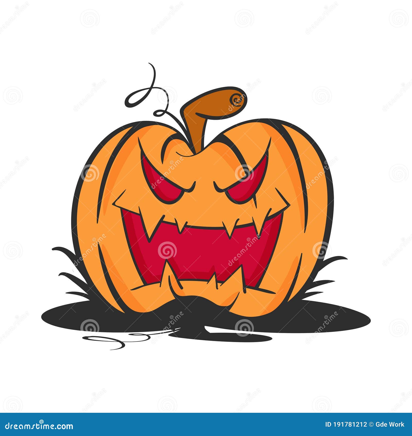 Pumpkin Halloween Cara Assustadora Caráter Laranja Logotipo Plano