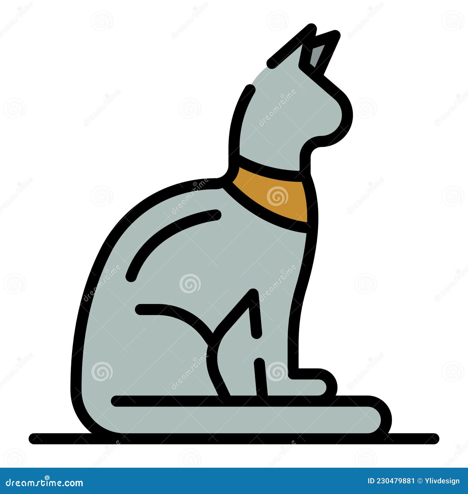 Gato egípcio. ilustração plana